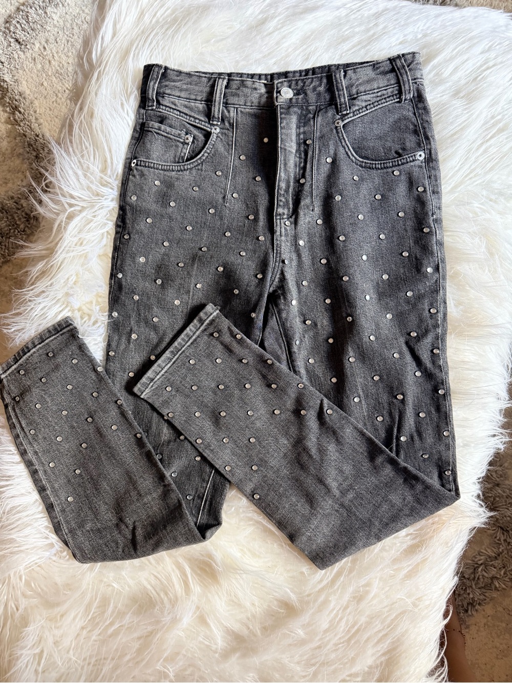 Anthropologie Black Skinny Jeans with Silver Studs